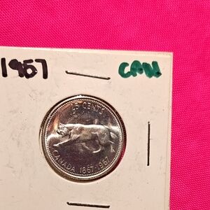 Silver 1967 Canadian Bob Cat Quarter